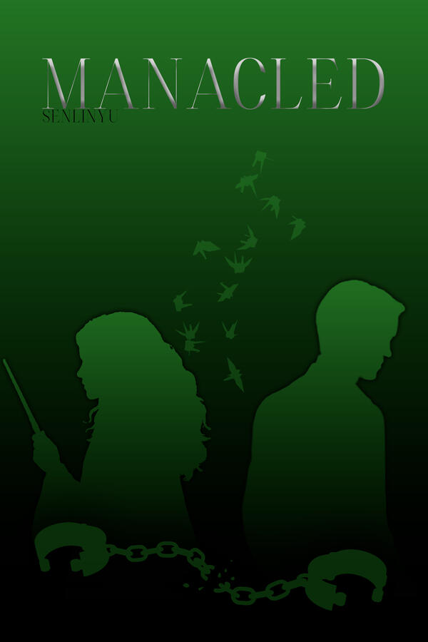 Conceptual cover design featuring a silver title, dark green background, silhouettes of two separated figures, a broken chain connecting shackles, and birds rising between them.